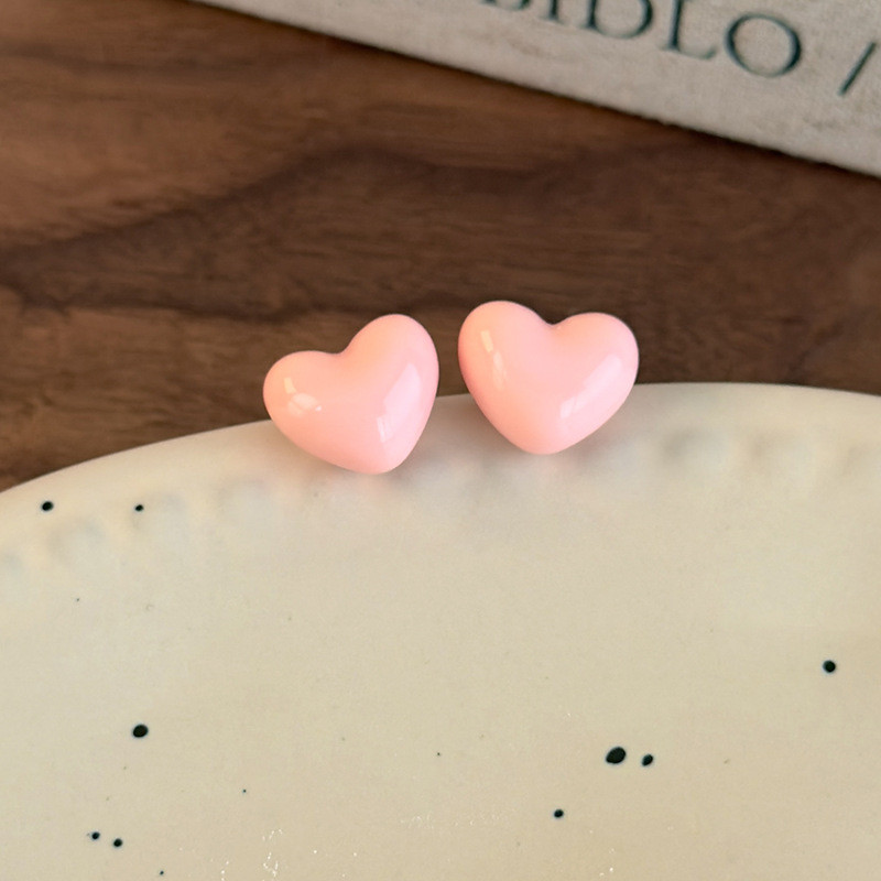 Bông tai hình trái tim màu kẹo Macaron Phụ kiện phong cách cô gái dễ thương