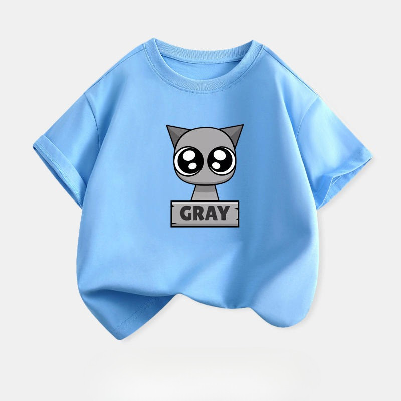 2025 Sprunki Trẻ Em Tay Ngắn Hoạt Hình In Hình Áo Thun Âm Nhạc Lấy Cảm Hứng Từ Mùa Hè Playwear Trang Phục