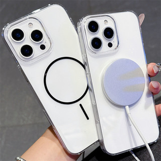Sang Trọng Chính Hãng Màu Từ Cuộn Dây Sạc Không Dây Dành Cho iPhone 12 13 14 15 16 Pro Max Plus Trong Suốt Ốp điện thoại Phụ Kiện