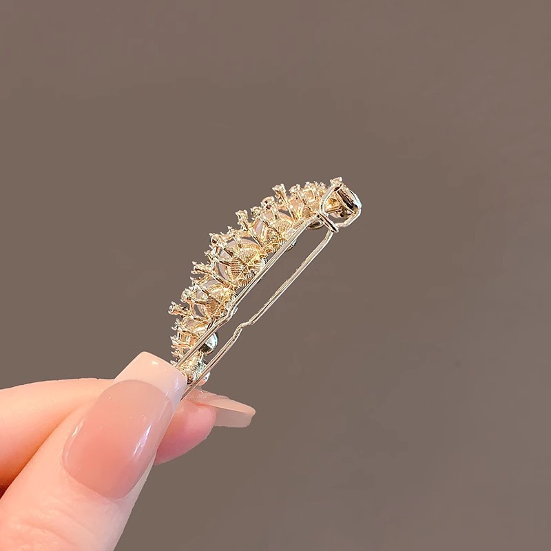 Mauropoli [Sẵn sàng] Kẹp ếch ngọc trai thanh lịch kiểu Pháp Retro sang trọng Đầu trán gãy Kẹp tóc bên Kẹp tóc cao cấp Kẹp tóc tinh tế