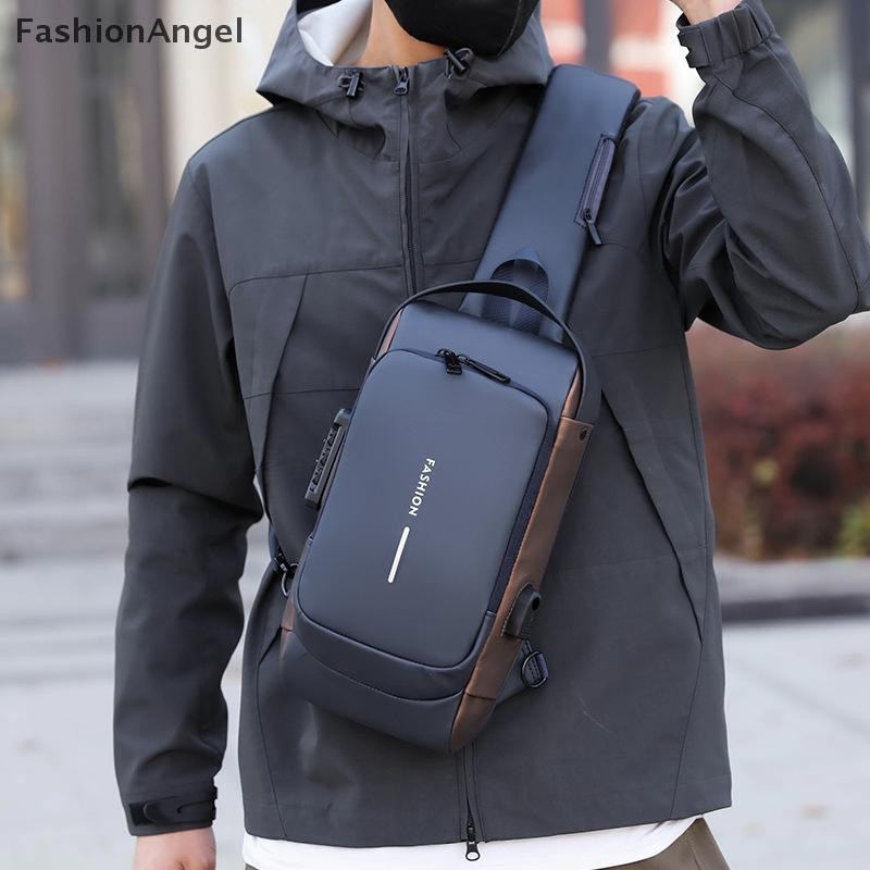 FashionAngel Nam Túi Đeo Ngang Da Cổ Điển Chống Trộm Túi Đeo Vai Ngực Túi Đa Năng Cho Nam VN