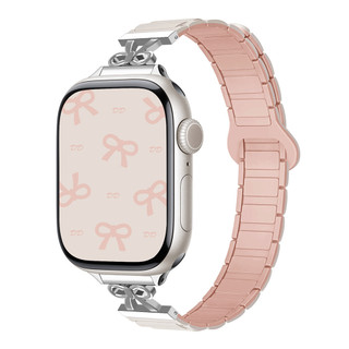 Bow shaped three silicone magnetic strap For Apple Watch Ultra 46/44/40/49/45/41/42/38/45mm iwatch Series Ultra/10/9/8/7/6/5/4/3/2/1