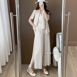 Miyake Quần Xếp Ly Nữ Mùa Hè Phong Cách Mới Drap Cắt Eo Cao Rời Kích Thước Lớn Ôm Hơn Nhìn Rộng Chân Quần loe Quần