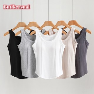 Phụ Nữ Miếng Lót Áo cotton Áo Ngực Không Áo Sơ Mi Nữ Ren Thoải Mái Đồng Bằng Xe Tăng Áo Không Tay Mùa Hè 2024 Áo Cổ Tròn Mỏng Áo Thường Ngày