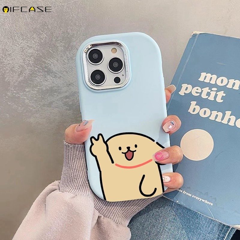 Dành Cho Xiaomi 14 13 13T 12 12T 12S Mi 11 Pro Lite 12X Ốp Điện Thoại ins Dây Dễ Thương Chó Con Chó Con Màu Trắng Nâu Tròn Mạ Mờ Hoạt Hình Mờ Đơn Giản Vỏ Silicon Mềm Vỏ Ốp Lưng