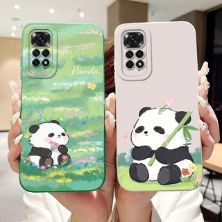 Ốp bảo vệ ống kính vuông Xiaomi Redmi Note 11 11s Note 11 Pro 4G 5G Redmi Note11 11Pro 4G Vỏ silicon mềm hoạt hình gấu trúc hình thỏ dễ thương toàn cầu