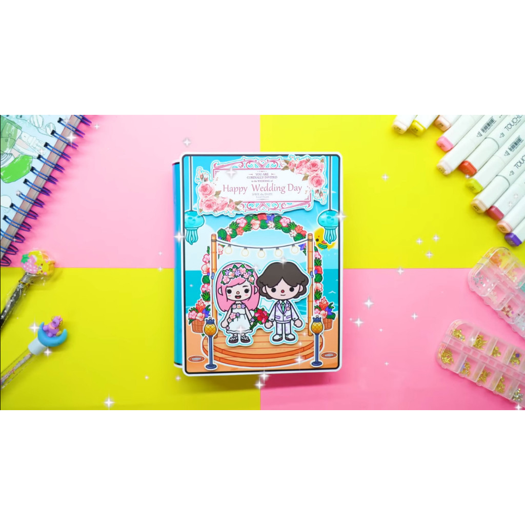 Ngôi nhà của bé The Bride House In Quiet Book đồ chơi bé gái squishy giấy đồ chơi giấy tự làm PLASTIC cô tiên xanh