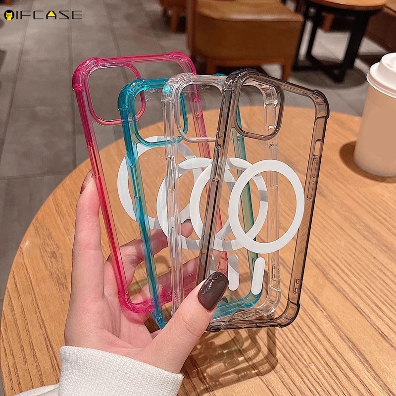 Ốp Từ Tính Tương Thích Cho iPhone 15 14 Plus 13 12 11 Pro Max Ốp Điện Thoại Thu Hút Từ Tính Bốn Góc Chống Rơi Chống Sốc Trong Suốt Trong Suốt Vỏ Đơn Giản Ốp Lưng