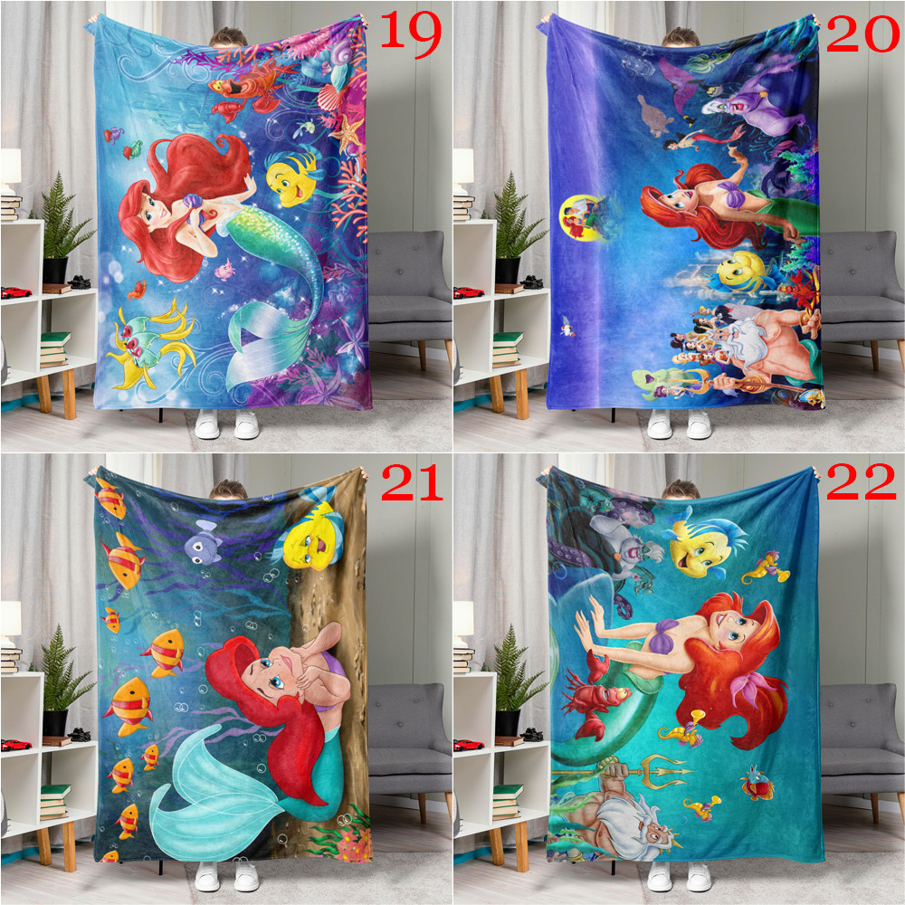 Nàng Tiên Cá Nhỏ Flannel Chăn Một Mặt In Flannel Chăn Điều Hòa Không Khí Chăn Món Quà Tốt Nhất Cho Người