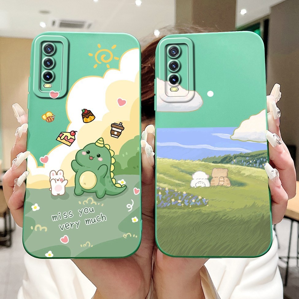 Ốp lưng Vivo Y20 V2029 Vivo Y20s Thẩm Mỹ Mèo Dễ Thương Sơn Cà Phê Silicon Chống Sốc Vivo Y20i Vỏ V2027 V2032