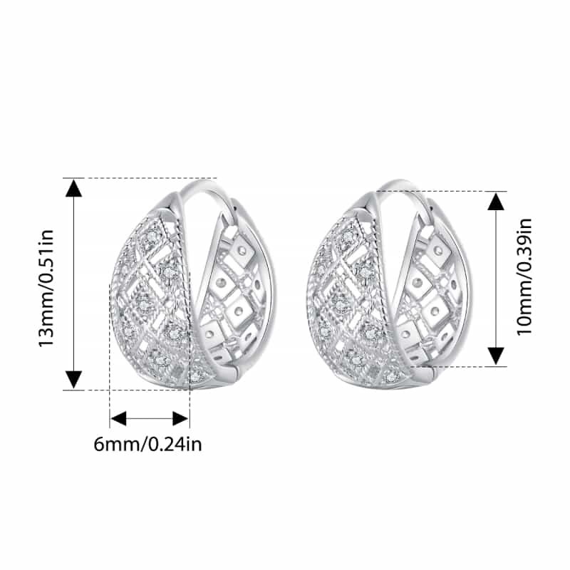 Bamoer 925 Sterling Sliver Vòng Bông Tai Vintage Thiết Kế Ren Trang Sức Quà Tặng Cho Nữ