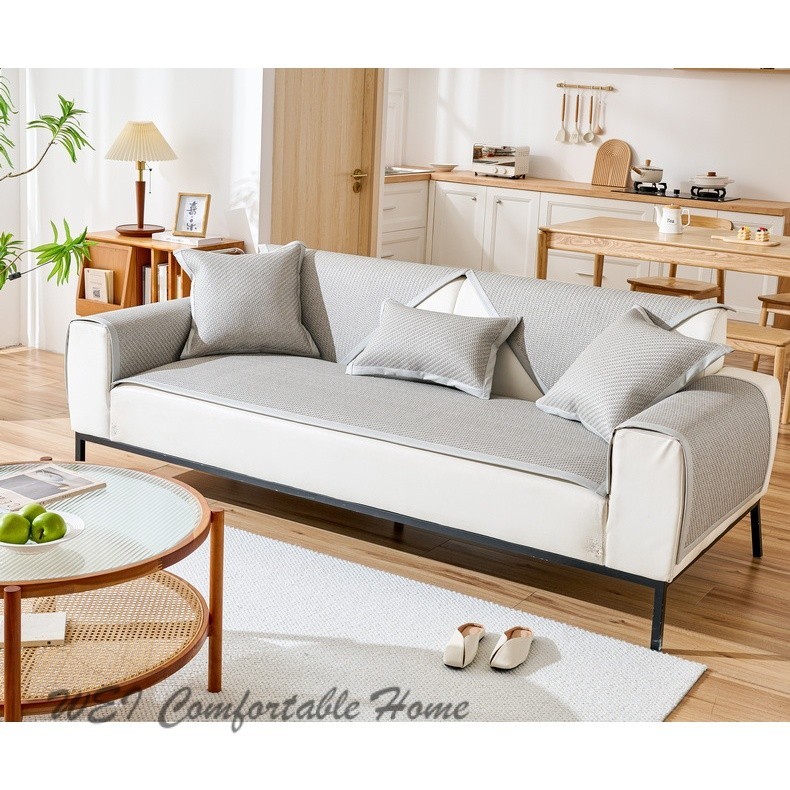 Mùa Hè Sofa Đệm Mát Băng Lụa Đệm PE Mây Thảm 2024 Phong Cách Mới Nhẹ Sang Trọng Sofa Cao Cấp Thảm Mát