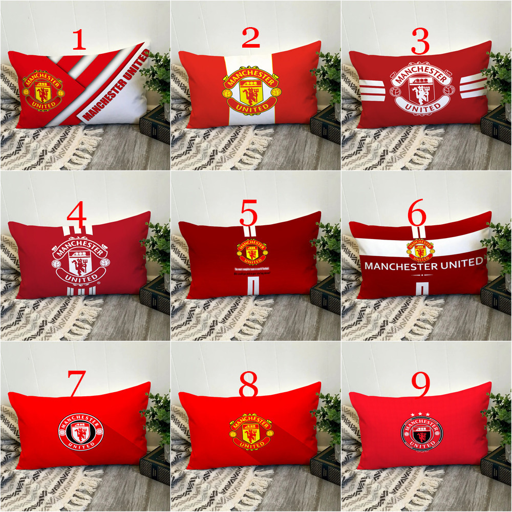 Logo Manchester United FC Vỏ gối hình chữ nhật Vỏ gối Polyester in một mặt Trang trí nội thất Món quà tốt nhất (Không có lõi)