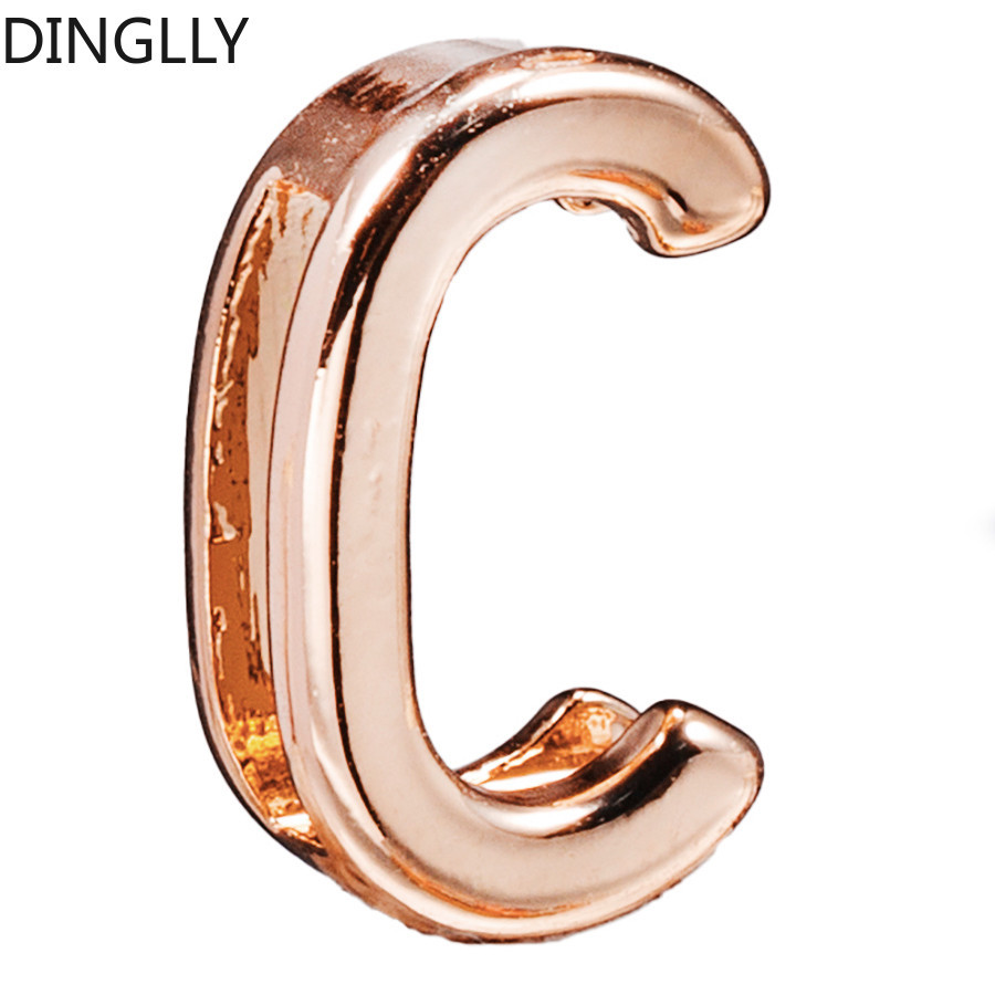 Dinglly Hoa Hồng Màu Vàng Chữ Cái Tiếng Anh Hạt MỚI 10mm * 2mm Lỗ Vuông Quyến Rũ Phù Hợp Với 10mm Vòng Tay Cho Nữ Tự Làm Phụ Kiện