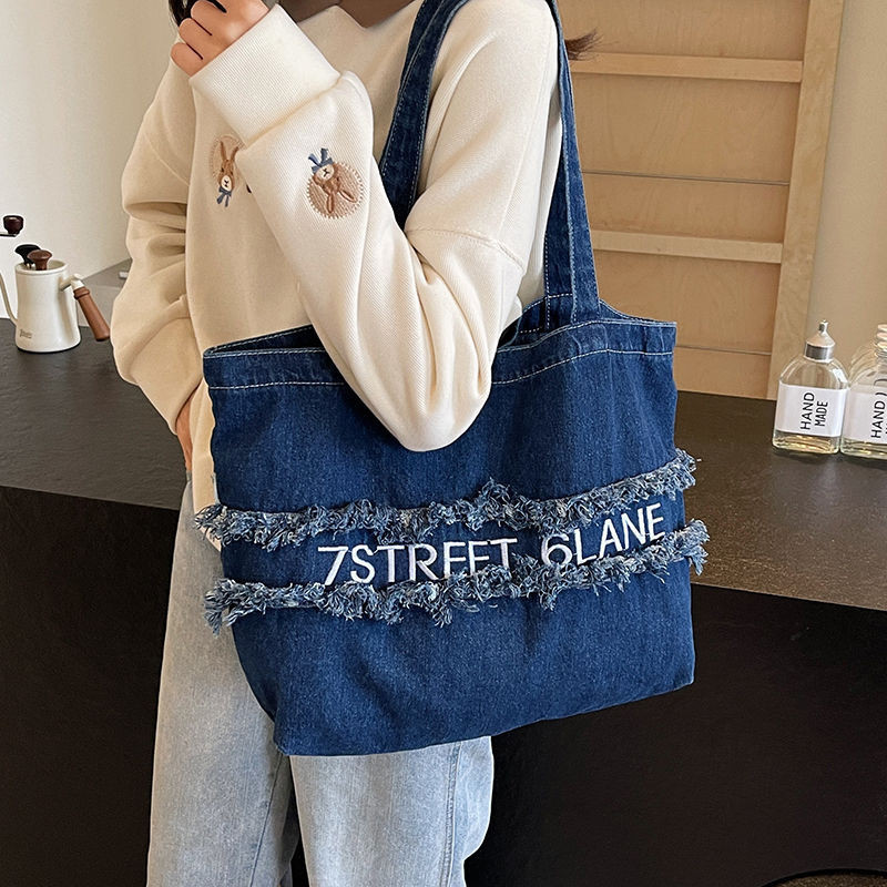 Túi vải Denim Vai Túi Denim Túi vải Túi Tote Túi xách thời trang nữ Túi xách sinh viên đi lại Túi đeo vai Túi Tote Denim Túi đeo vai Túi vải Túi đeo vai Túi xách tay