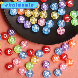 Bộ 50 6.5 Mm Acrylic Tròn Kỹ Thuật Số Hạt DIY Điện Thoại Di Động Dây Chuyền Vòng Tay Làm Phụ Kiện Thời Trang