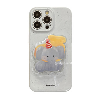 Ins Vỏ hình con voi hoạt hình dễ thương Hàn Quốc iPhone 15 14 13 12 11 Pro Max Xs Max Xr 7 8 Plus Vỏ iPhone Apple có giá đỡ điện thoại hoạt hình Phim bảo vệ toàn bộ mềm