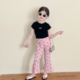 Q05- Quần loe gân hình nơ bé gái siêu cưng Size từ 8-30Kg