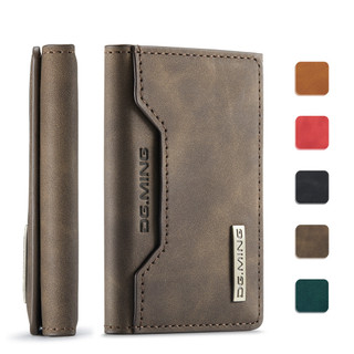 Ví da chất lượng cao trong túi đựng thẻ PU cổ điển DG. Túi đa chức năng gấp từ tính M2 MING Màu đen