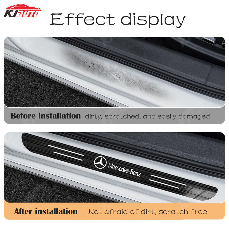 ✨ Mercedes Benz Cao Cấp Tùy Chỉnh Kim Loại Sill Bảo Vệ Chống Trầy Xước Chống Bụi Bẩn Thép Không Gỉ Bảo Vệ Cửa Xe Ô Tô Miếng Dán Trang Trí Phụ Kiện Cho GLE E C GLC A CLA Class