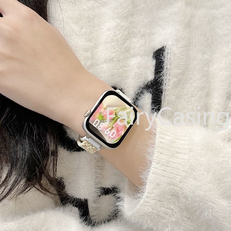 Vòng bện cầu vồng Silm nylon cho Apple watch S11 Dây đeo Ultra 2 49mm 44mm 40mm 45mm 41mm 42mm 38mm Vòng đeo tay đàn hồi Solo cho iWatch series 9 8 7 se 3 6 Band