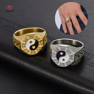 Hwetr Âm Dương Thái Cực Nhẫn Cung Hoàng Đạo Qian Kun Bagua Có Thể Điều Chỉnh Nhẫn Ngón Tay May Mắn Tốt Lành Trang Sức Quà Tặng Mới