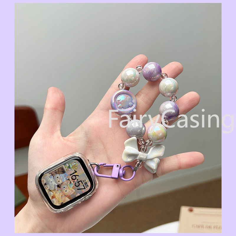 Vòng tay cho Apple watch 49mm 45mm 41mm 40mm 44mm 42mm 38MM S11 Dây đeo Móc chìa khóa Dopamine đầy màu sắc dễ thương cho iwatch Series 9 8 7 6 5 4 3 2 1 Vòng tay đính cườm Ins Phụ kiện mùa hè