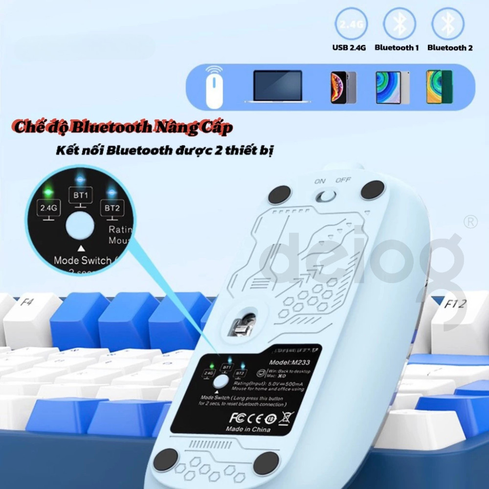 Chuột Bluetooth Không Dây M233 Vỏ Trong Suốt Độc Lạ Độ Nhạy Cực Cao Chống Ồn Silent 2026