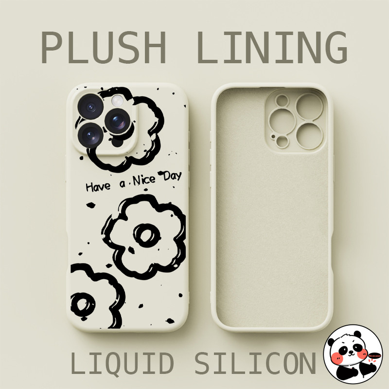 Ốp điện thoại Silicon lỏng lót sang trọng cho iQOO Z9 Turbo Neo 10 9 Neo10 Neo9 Pro 5G 4G Vỏ hoa đen đơn giản dễ thương Vỏ chống sốc mềm
