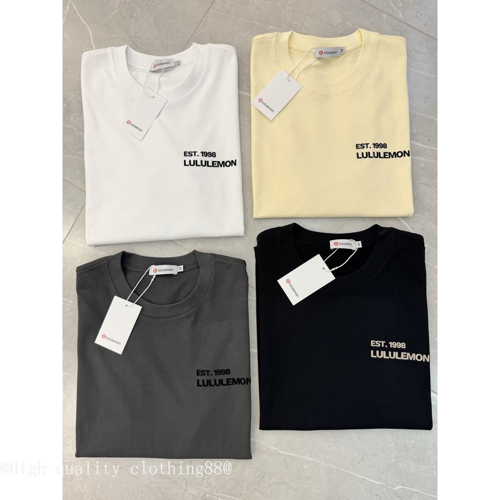Áo thun ngắn tay cổ tròn cotton nguyên chất, phong cách hiện đại tương tự lululemon