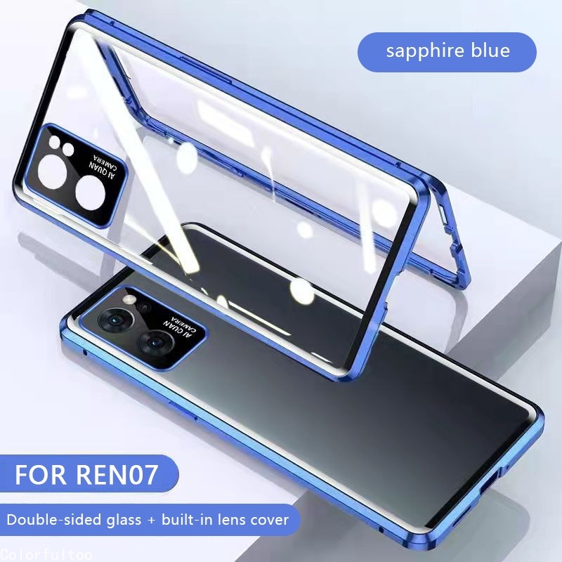 Ốp Từ Tính Cho Oppo Reno 12 11 Pro 11Pro 11F 12Pro 12F Reno11 Reno12Pro 5G Vỏ Điện Thoại Kính Cường Lực Hai Mặt Bảo Vệ Toàn Diện Vỏ Cứng Kim Loại Vỏ Chống Sốc