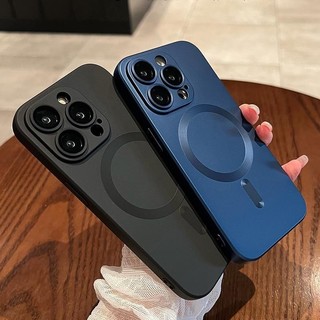 Dành Cho Từ Tính Sạc Không Dây Matte Mềm Silicon Dành Cho iPhone 14 13 12 11 Pro Max Có Ống Kính Kính Chống Sốc