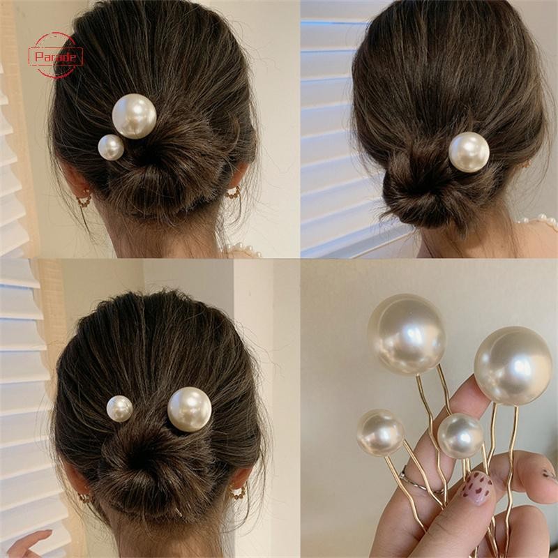 Diễu Hành 2 Chiếc Ngọc Trai Giả Kẹp Tóc Hình Chữ U Thiết Kế Xoắn Dành Cho Nữ & Bé Gái Phụ Kiện Tóc Dính Dụng Cụ Tạo Kiểu Tóc VN