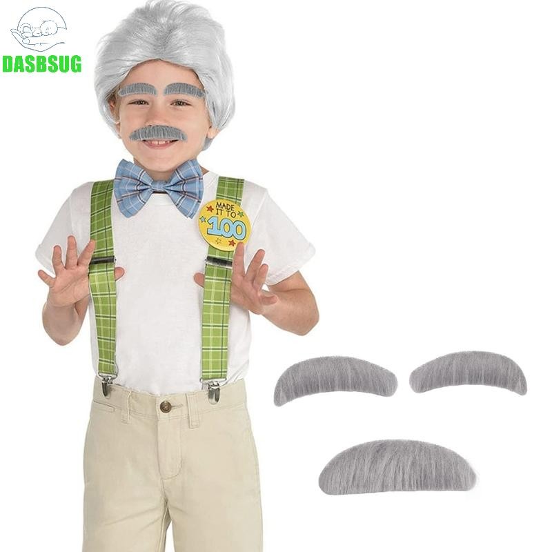 Dasbsug Dính Râu Và Lông Mày Bộ Ông Già Trang Phục Lông Mày Giả Xám-Mù