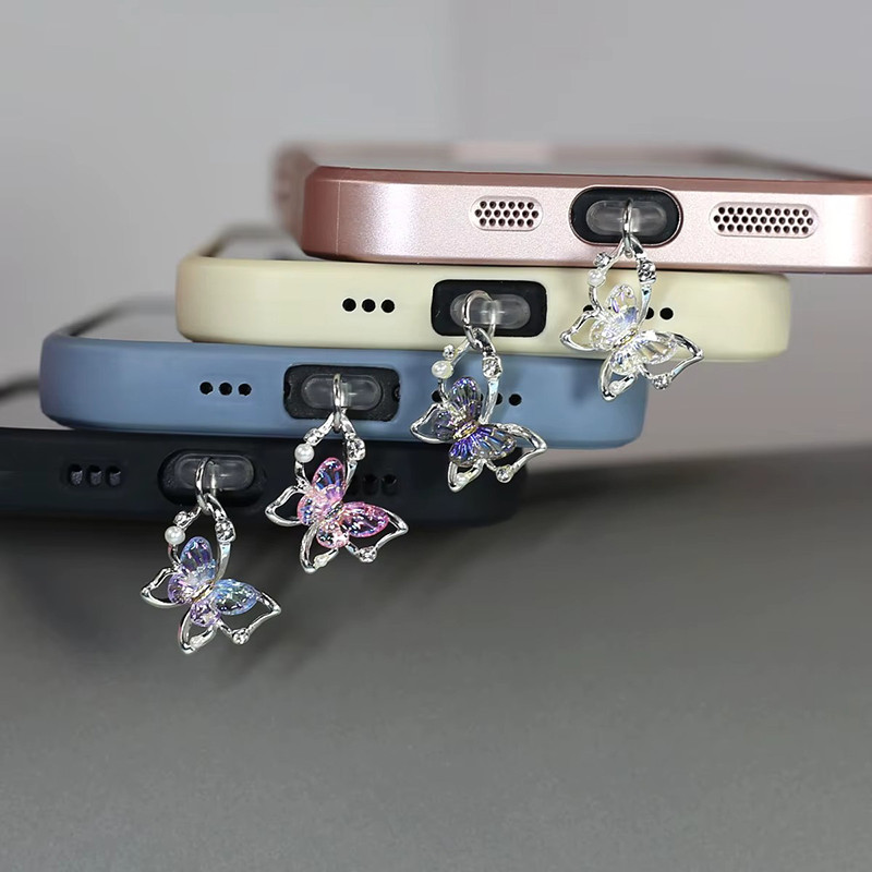 1 Chiếc Mặt Dây Chuyền Điện Thoại Bướm Dễ Thương Cắm Bụi Tương Thích Cho IPhone Và Android Cổng Sạc Điện Thoại