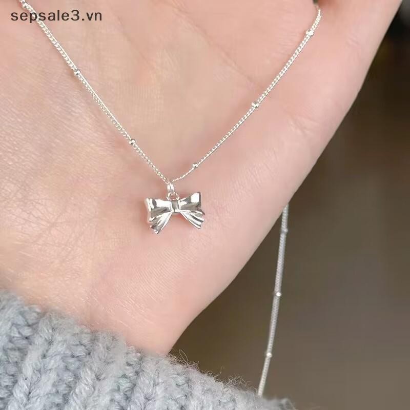# Sepsale # Màu Bạc Nơ Mịn Mặt Dây Chuyền Vòng Cổ Nữ Dây Xích Cổ Tối Giản Quà Tặng Sinh Nhật Nhẹ Trang Sức Sang Trọng.