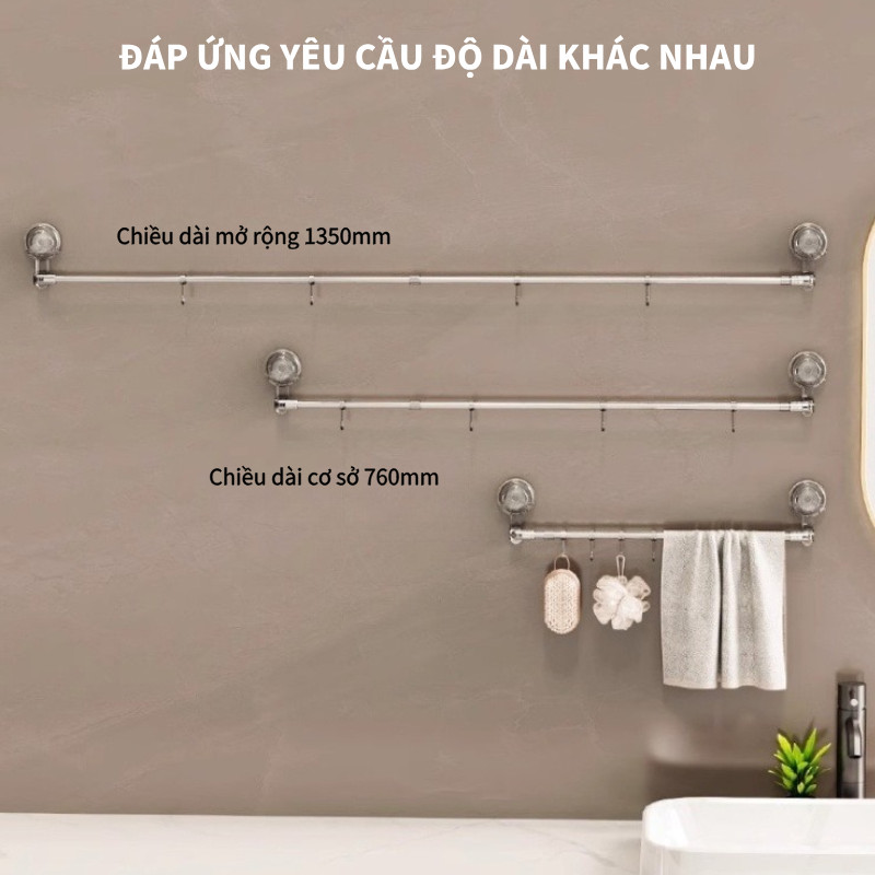 Giá Treo Khăn Mặt Điều Chỉnh Thu Gọn Ngắn Dài - Kệ Treo Đồ Đa Năng Trong Suốt, Chịu Tải Mạnh