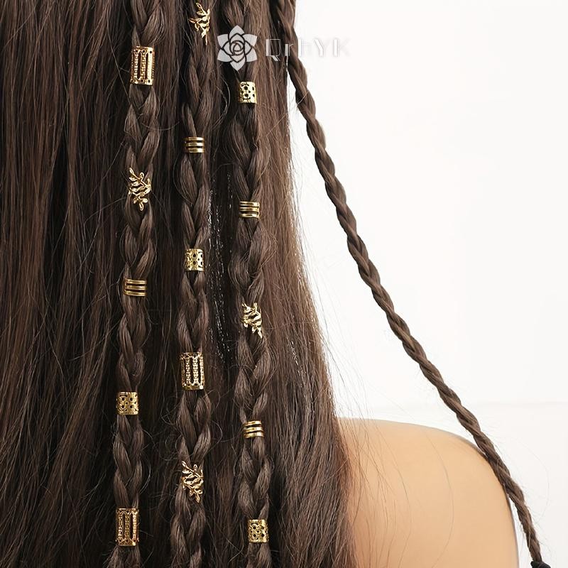 Qrhyk Dreadlock Tóc Nhẫn Có Thể Điều Chỉnh Vòng bít Kẹp Tóc Bím Bẩn Bím Tóc Hạt Kẹp Tóc Phụ Kiện Tóc Mũ Nón Cho Nữ Bé Gái Mới