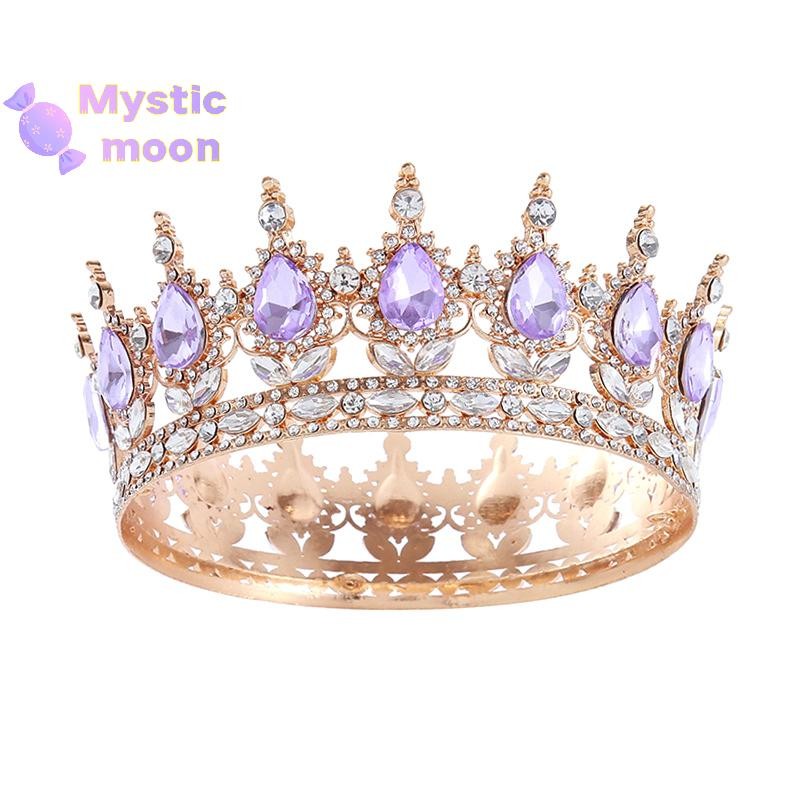 [Huyền bí] Hợp kim hình tròn Baroque xuyên biên giới Châu Âu Tiara Internet Người nổi tiếng Sinh nhật Tiara 18th Mitzvah Tiara Queen [Mới]