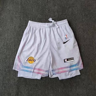 Quần short bóng rổ 2 lớp lót dưới gối phong cách Lakers X8L6