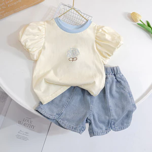 Quần áo trẻ em Hàn Quốc phong cách cô gái phù hợp mùa hè phong cách mới denim quần short đơn giản đa chức năng
