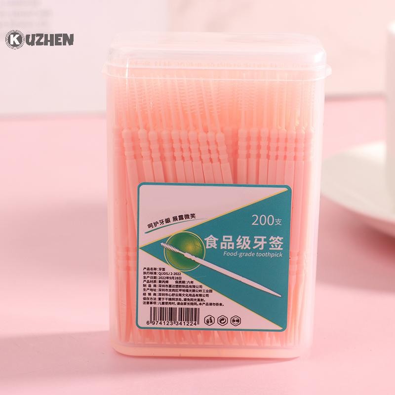 Kuzhen 200 Cái / bộ Nhựa Mềm Hai Đầu Tăm Chăm Sóc Răng Miệng Nha Khoa HOT