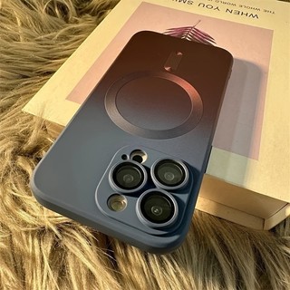 Ốp điện thoại silicon lỏng từ tính hai màu Gradient Thích hợp cho iPhone 11 12 13 14 15 Pro Max Vỏ ống kính lỗ chính xác