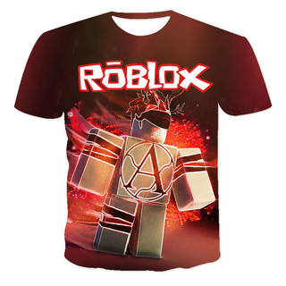 ROBLOX Áo thun mùa hè hai chiều Trò chơi In kỹ thuật số Cổ tròn thoáng khí Áo thể thao 3D tay ngắn