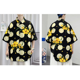 [Plus Size] Áo sơ mi nam Oversize Beach Top thoáng khí Hawaii sọc in hình 7XL 8XL 9XL