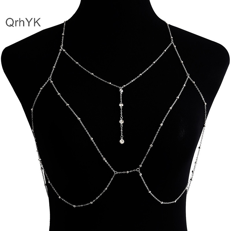 Thời Trang Nhà Máy Đeo Ngang Ngực Bụng Cơ Thể Dây Chuyền Vòng Cổ Nữ Cô Gái Áo Ngực Cưới Gợi Cảm Cơ Thể Trang Trí Tiệc Phụ Kiện QrhYK