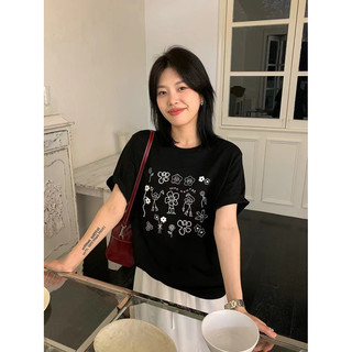 Hiixiivi Áo thun ngắn tay nữ Baggy Tròn Unisex Cổ dáng rộng Tee 4/12