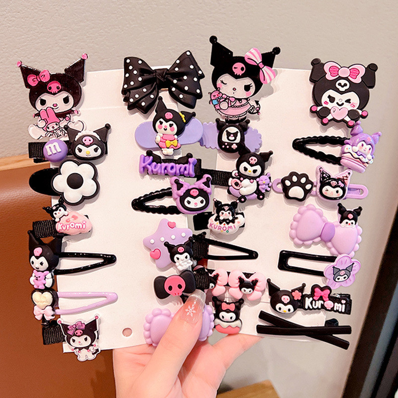 Set 14 Chiếc Kẹp Tóc Hình Kuromi Tím Dễ Thương Đáng Yêu cho Bé