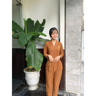 Áo lam đi chùa - bà ba vải thun- bigsize dưới 80kg