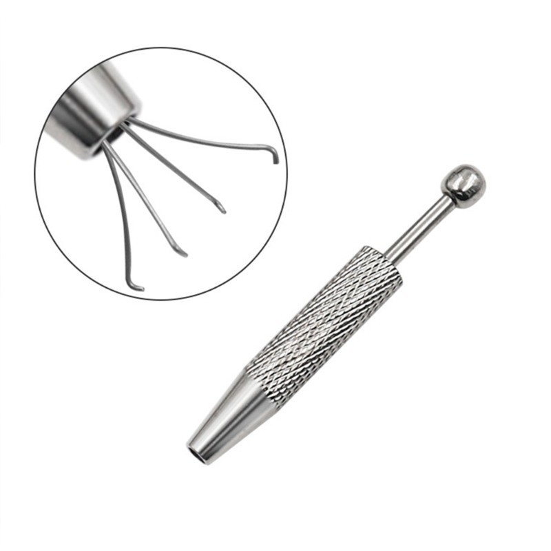 Dụng cụ hỗ trợ xỏ khuyên body với bàn chải quặt bốn ngạnh, phù hợp cho việc gắn các loại khuyên nhỏ